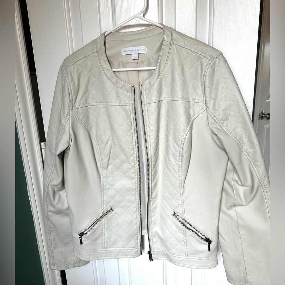 New York & Company faux leather Blazer Size: L